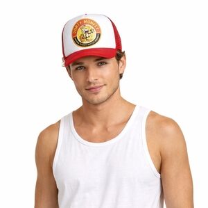 Dirty Monkey Banana Peanut Butter Whiskey Red Trucker Hat Novelty Festival Fun